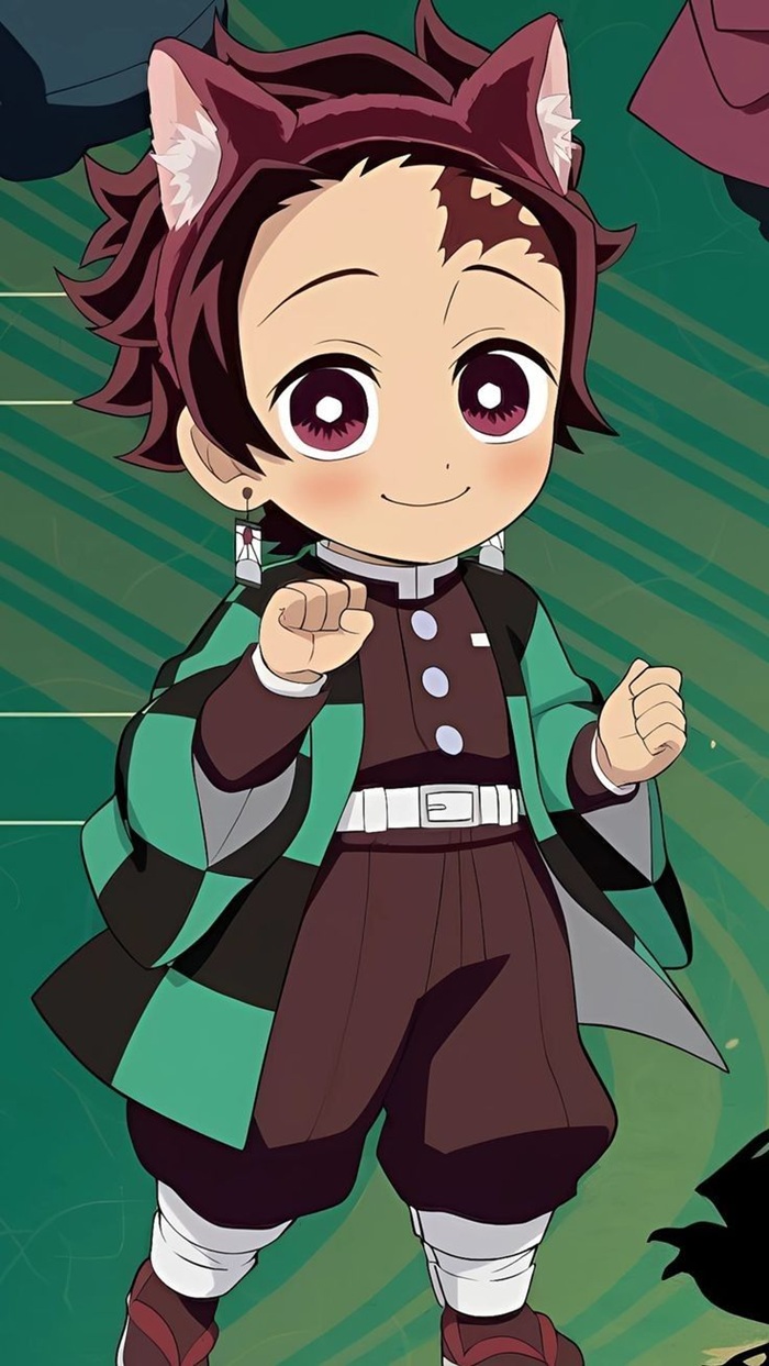 hình avatar Tanjiro chibi tai mèo