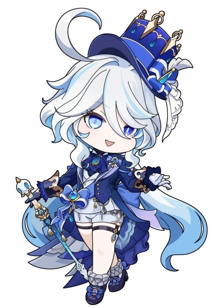 hình nền Furina Chibi cầm kiếm