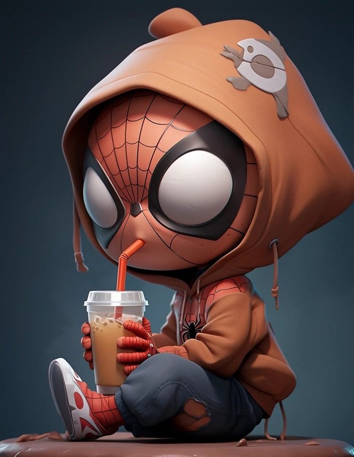 hình nền Spider Man chibi 3D dễ thương