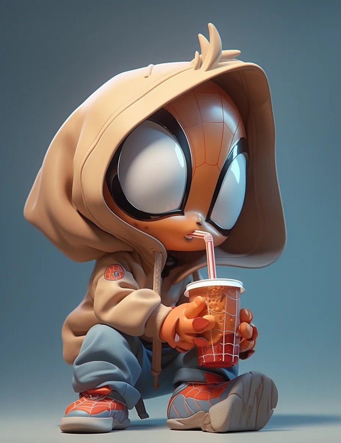 hình nền Spider Man chibi cam