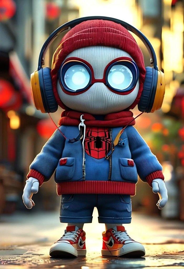 hình nền Spider Man chibi đeo kính
