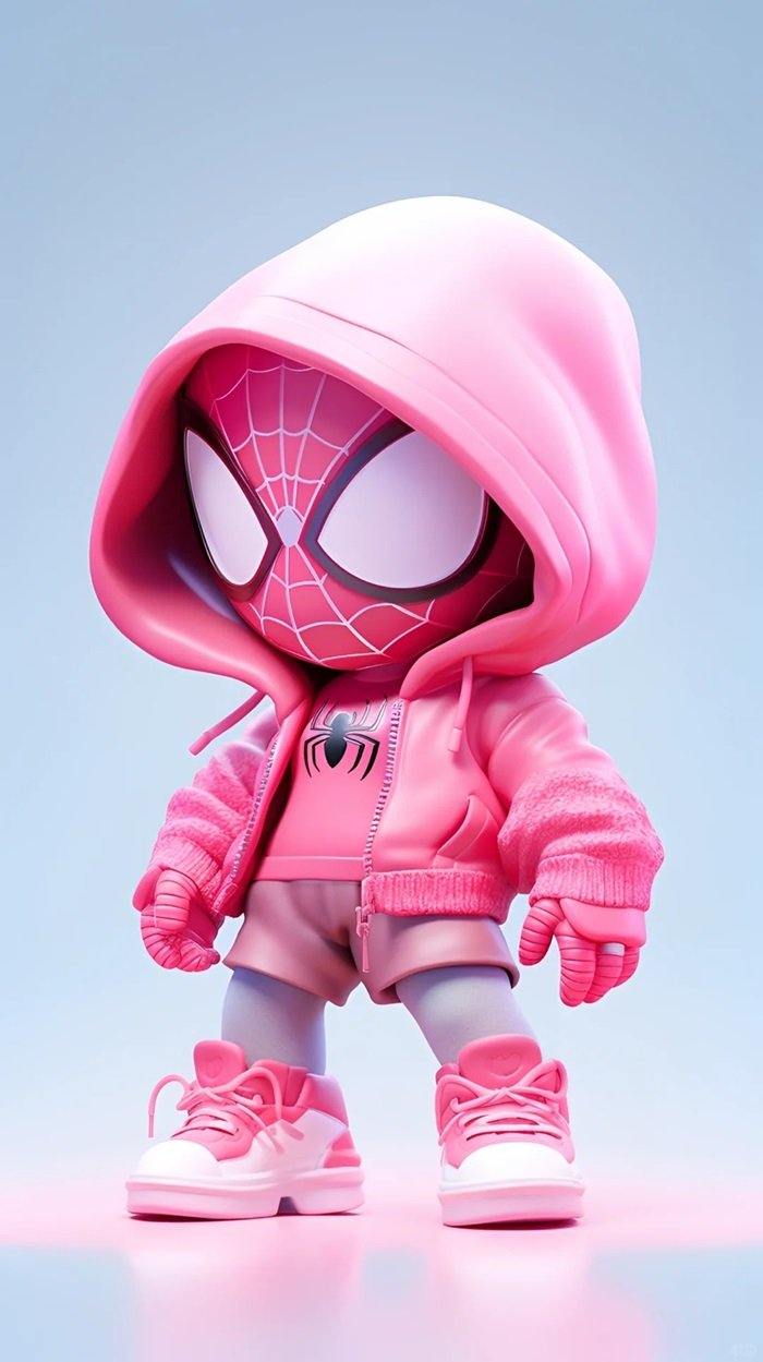 hình nền Spider Man chibi hồng dễ thương