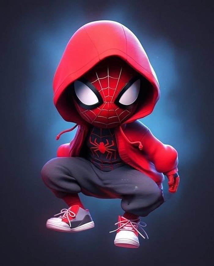 hình nền Spider Man chibi mũ đỏ