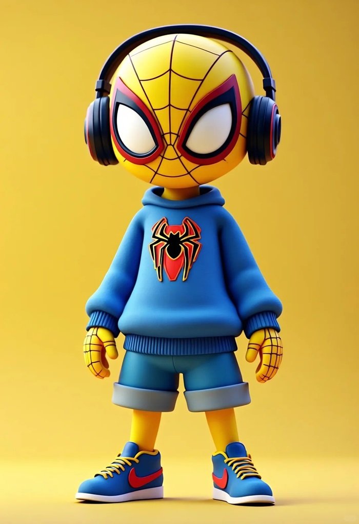 hình nền Spider Man chibi nghe nhạc