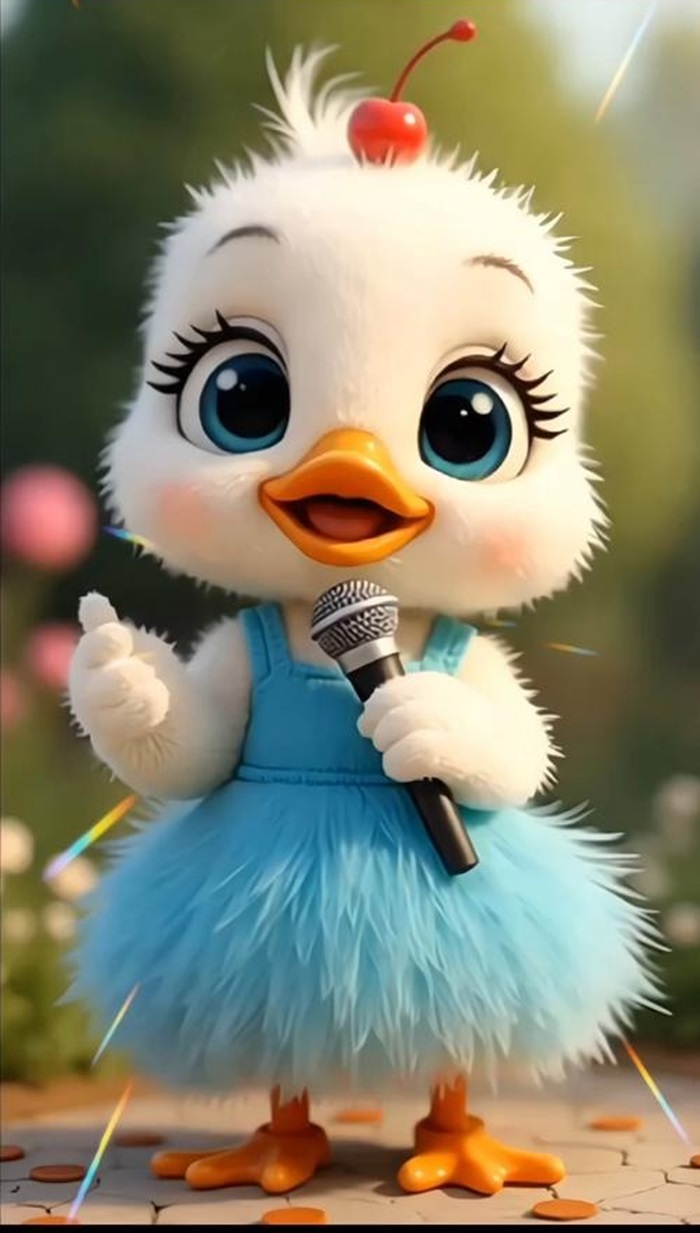 hình nền con vịt chibi cầm mic