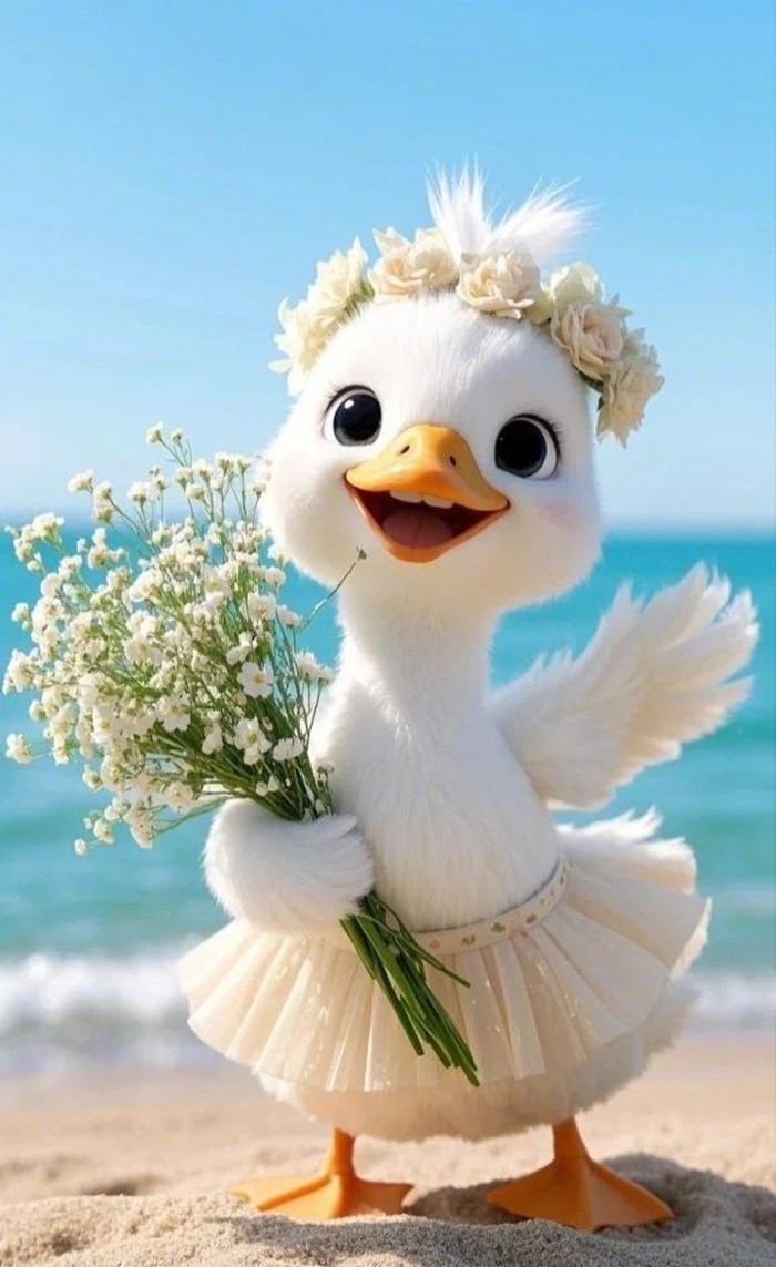 hình nền con vịt chibi cô dâu