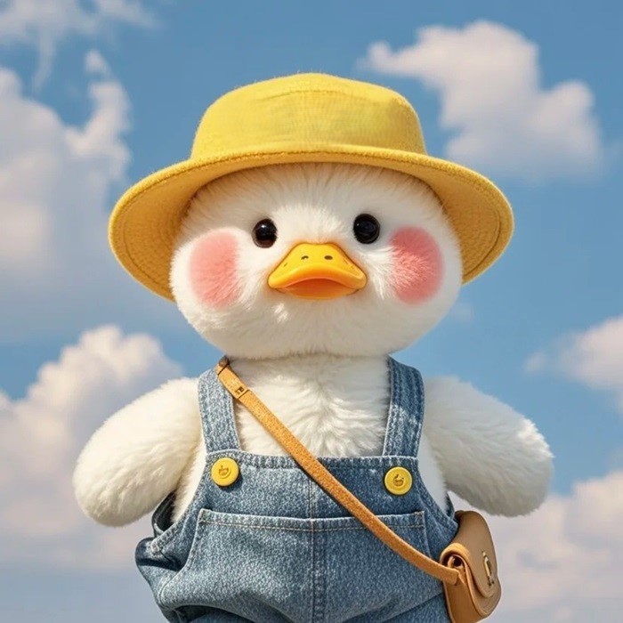 hình nền con vịt chibi đội mũ vàng