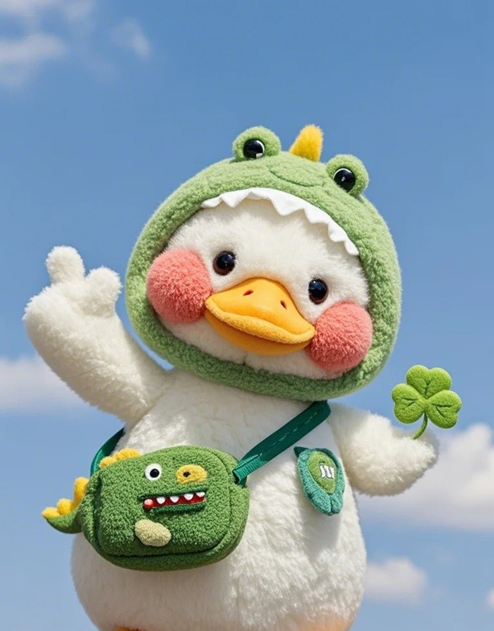 hình nền con vịt chibi mũ ếch