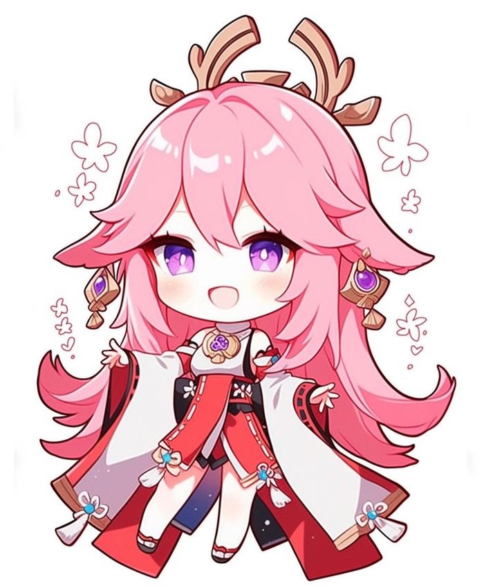 hình nền yea miko chibi 2D đáng yêu
