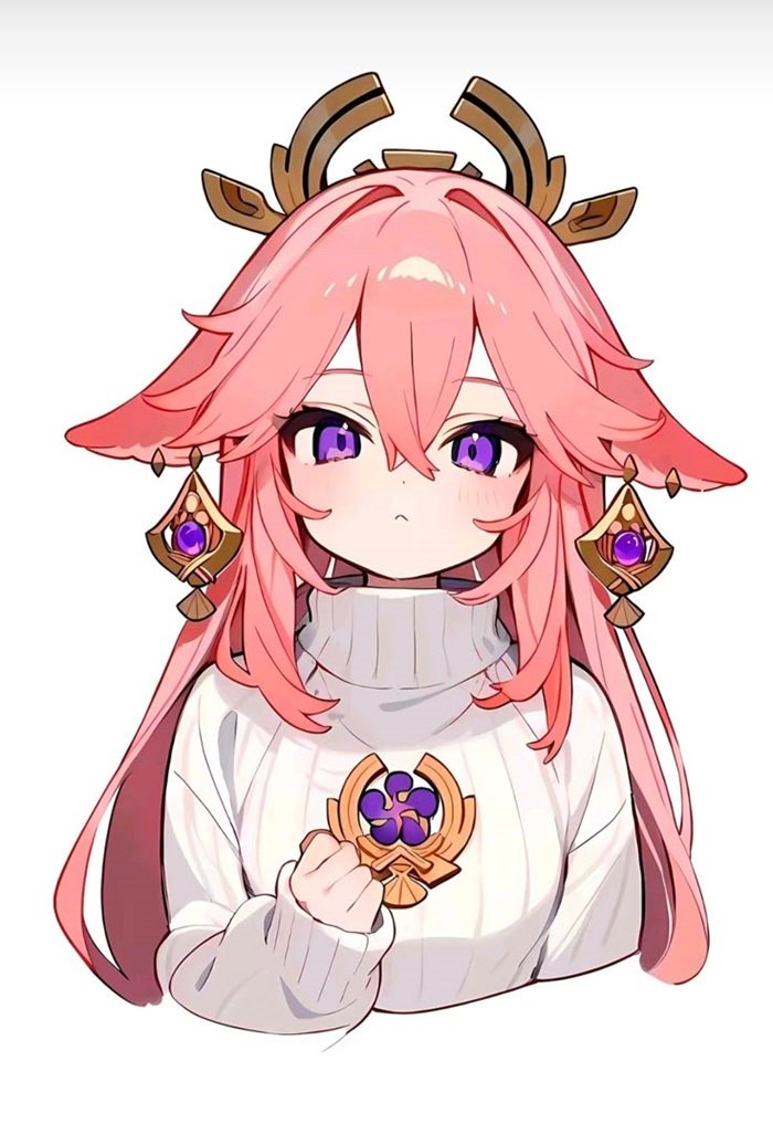 hình nền yea miko chibi 2D siêu đáng yêu