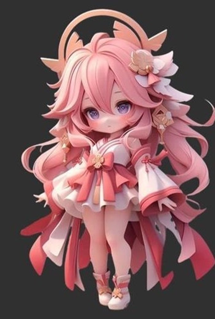 hình nền yea miko chibi 3D xinh đẹp
