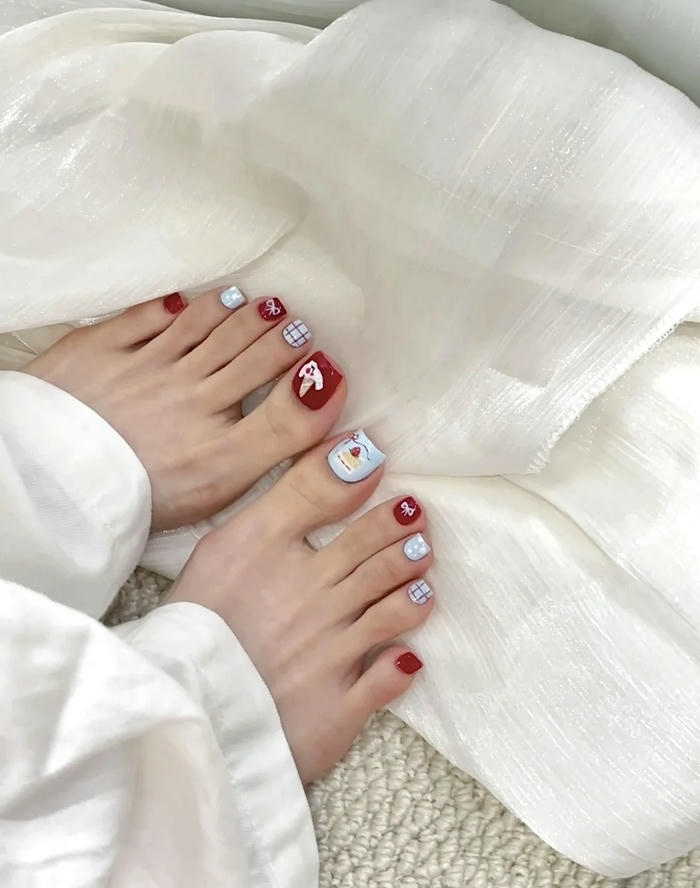 mẫu nail chân hàn quốc