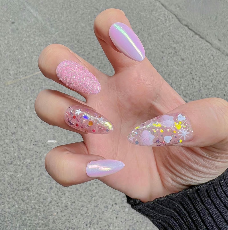 mẫu nail nhiều màu