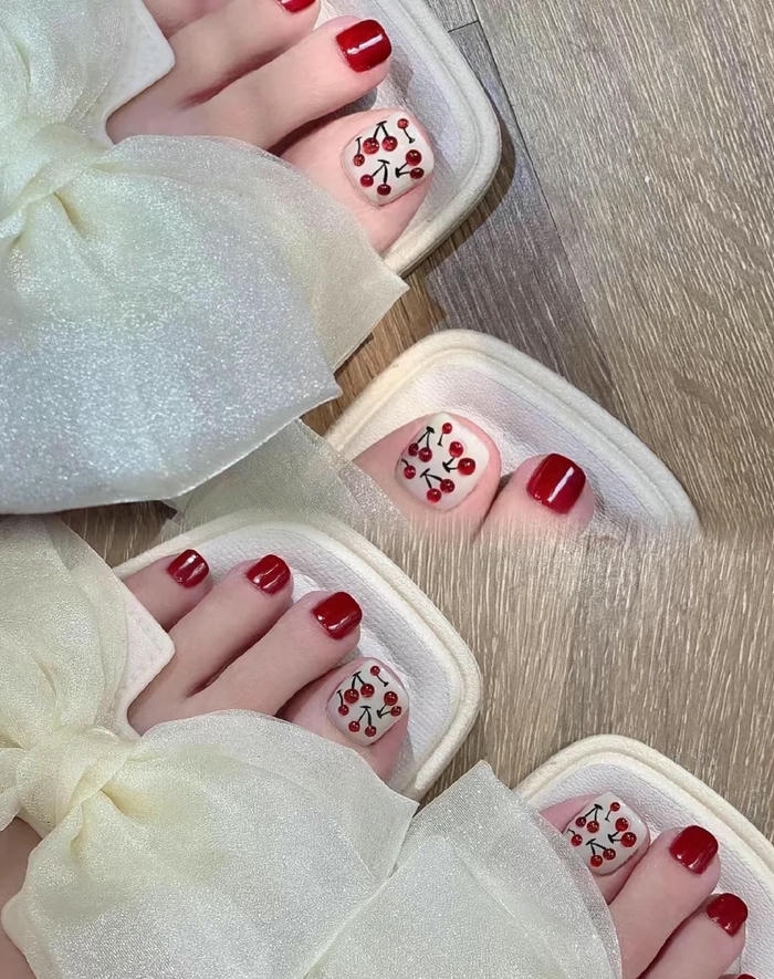 nail chân hàn quốc cherry đỏ