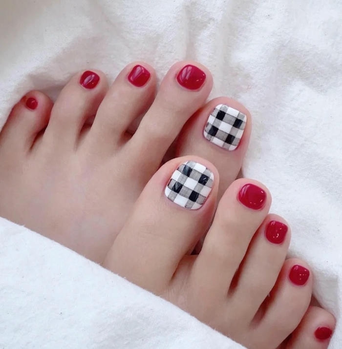 nail chân hàn quốc kẻ caro