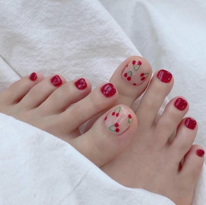 nail chân hàn quốc vẽ cherry