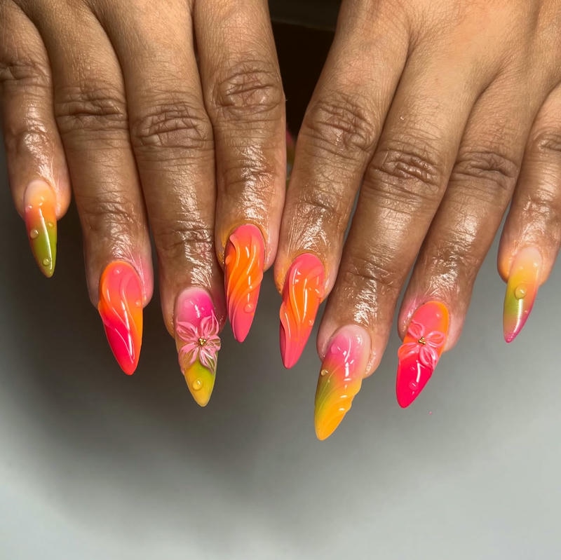 nail màu vàng hồng