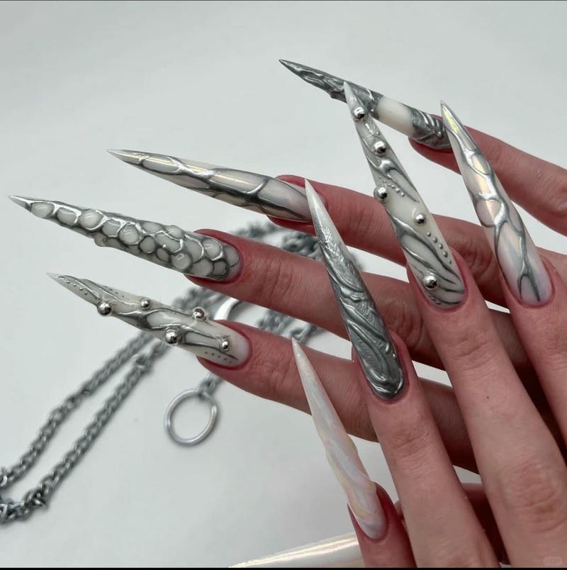 nail màu xám bạc