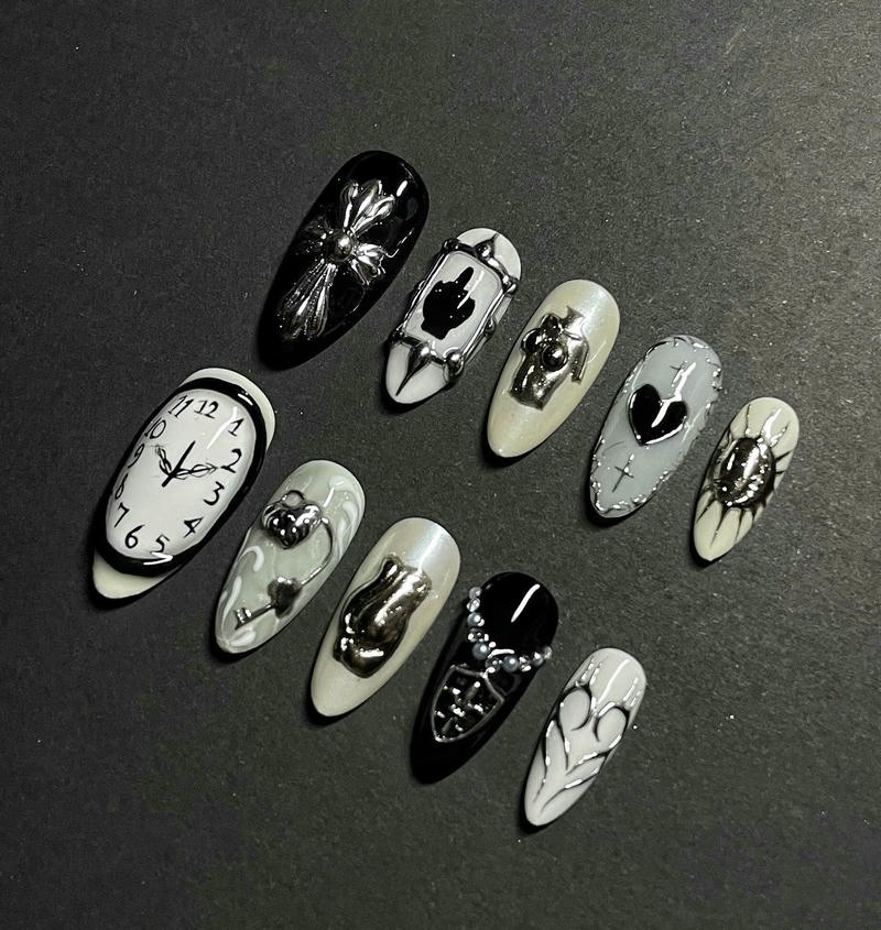 nail màu xám đồng hồ