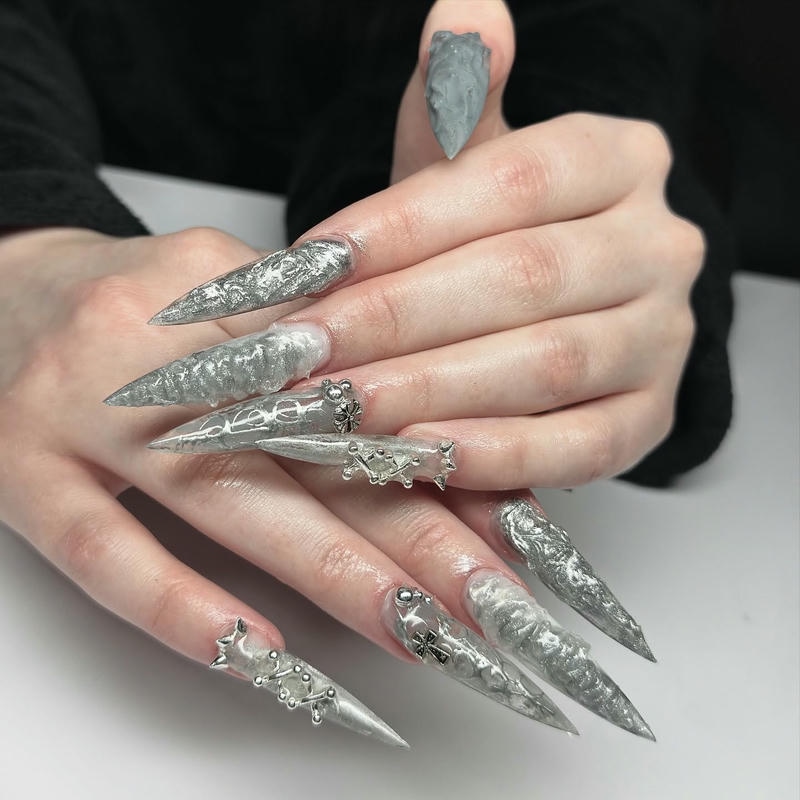 nail màu xám non nước