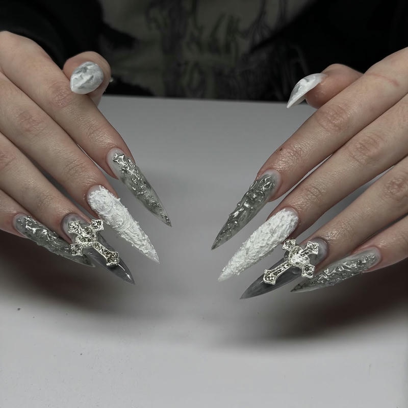 nail màu xám vân đẹp