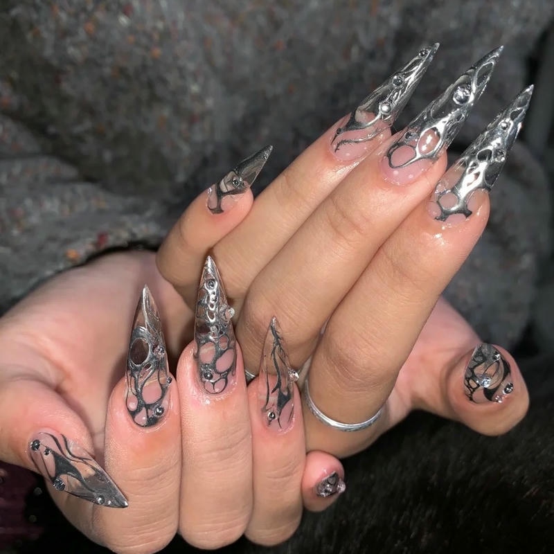 nail màu xám vân đẹp