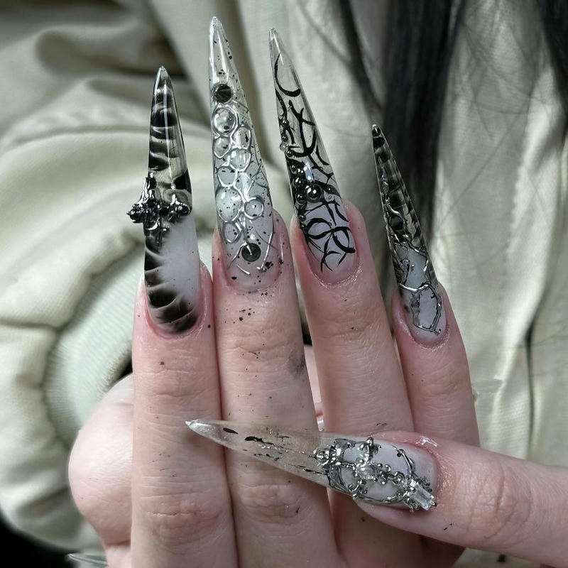 nail màu xám vân rắn
