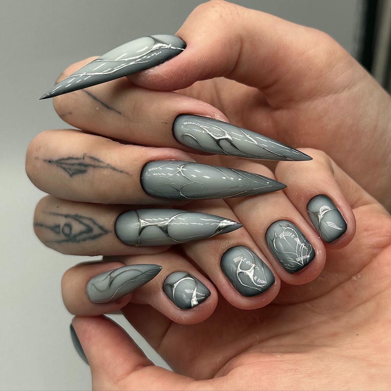 nail màu xám ghi