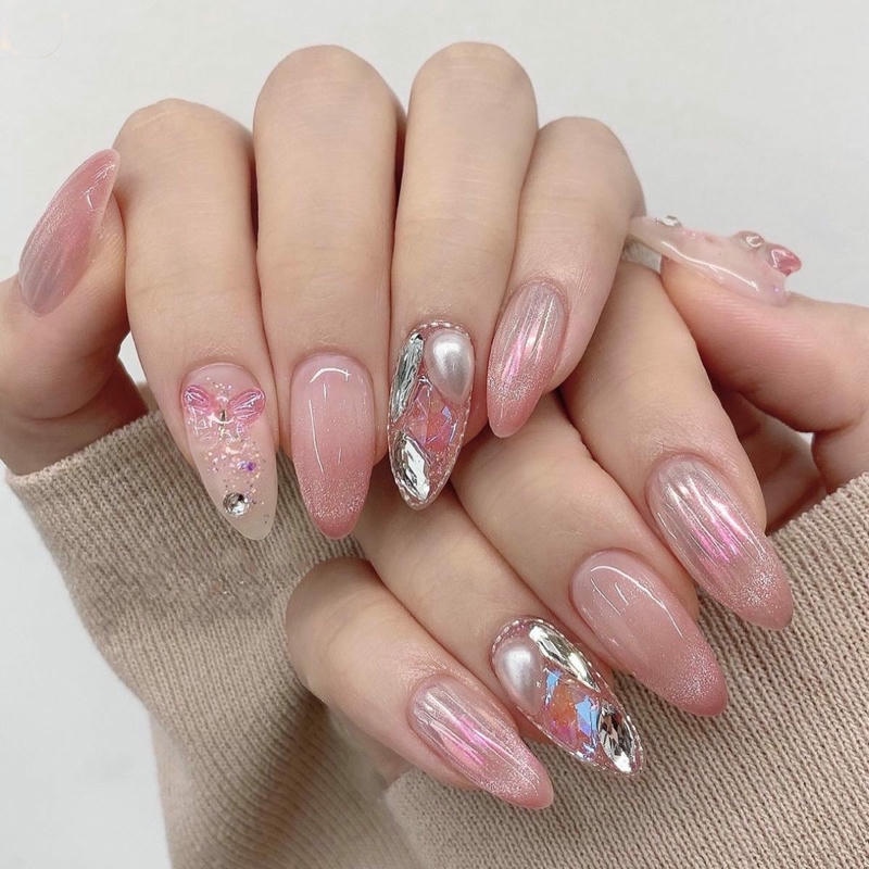 nail móng nhọn tròn ẩn xà cừ
