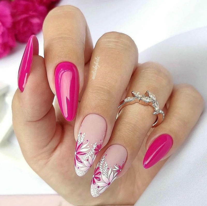 nail móng nhọn tròn màu tím