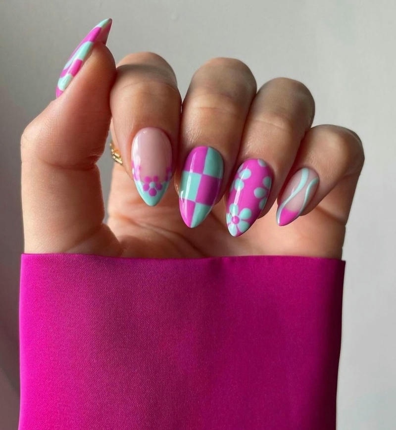 nail móng nhọn tròn xanh tím