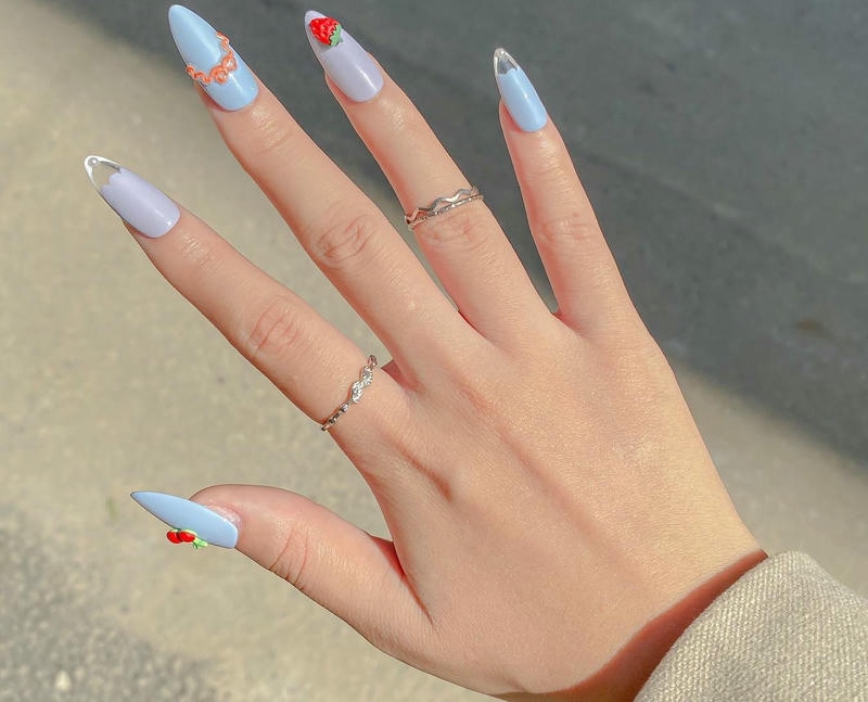 nail nhiều màu cho móng tay nhỡ