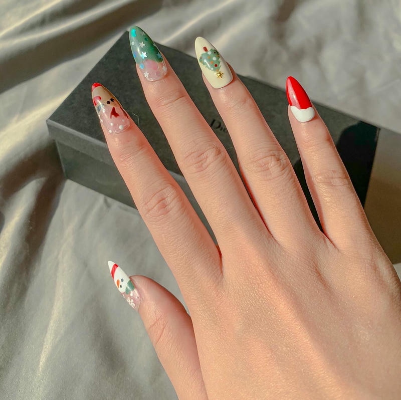 nail nhiều màu cho noel