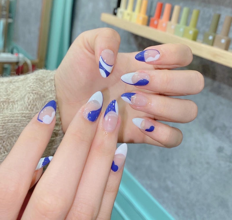 nail nhiều màu đen xanh
