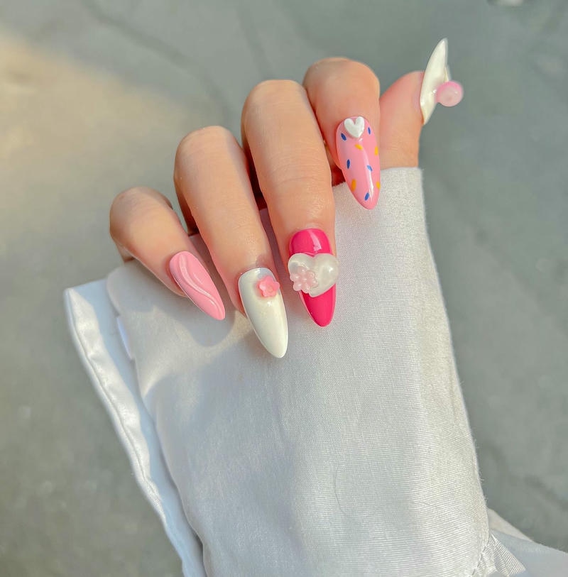 nail nhiều màu hồng
