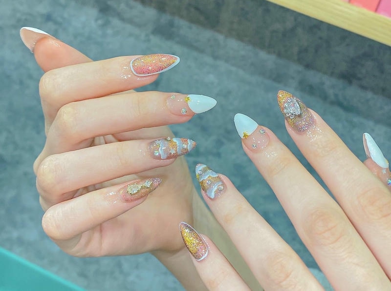 nail nhiều màu nhũ