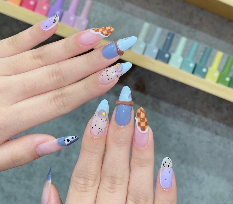 nail nhiều màu trứng cút