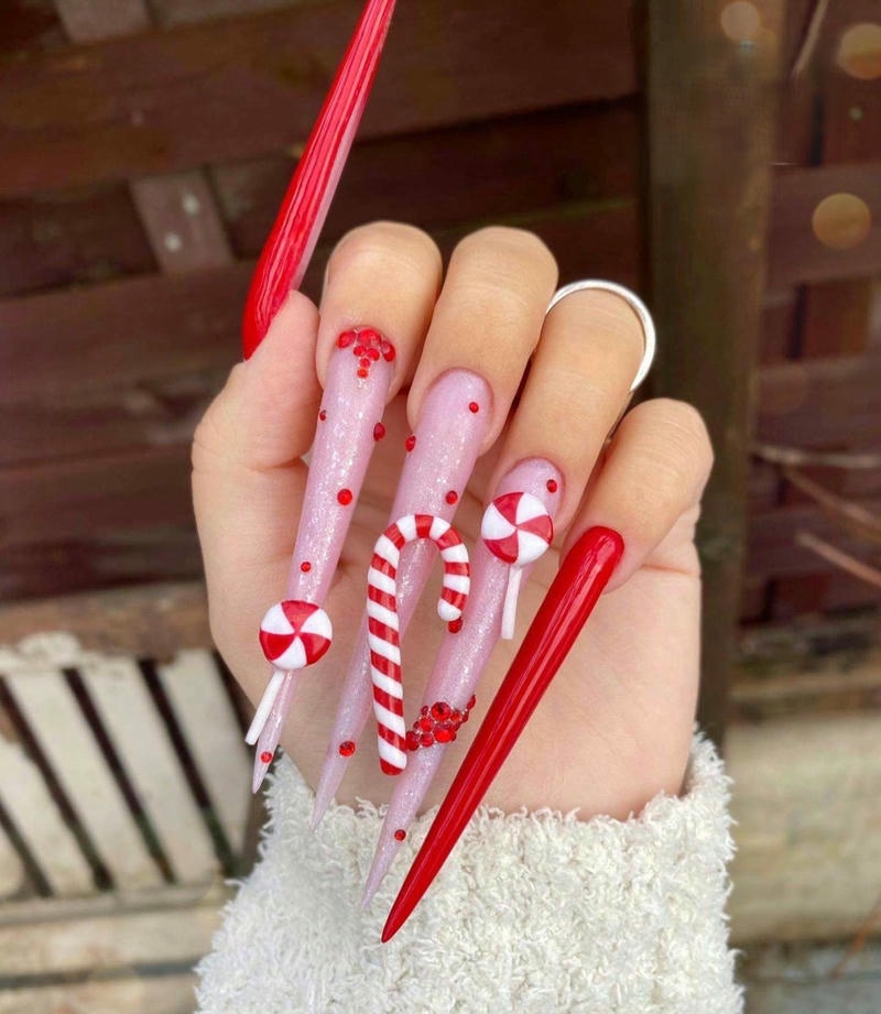 nail noel đính kẹo