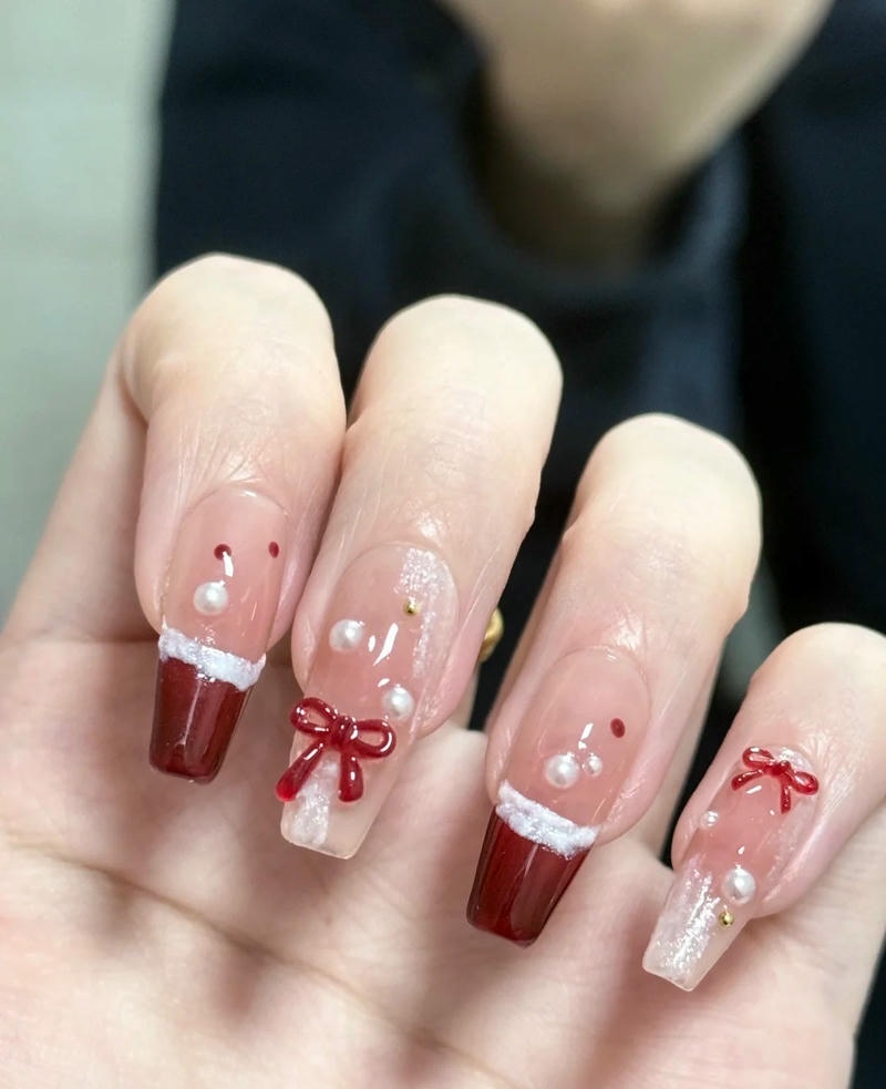 nail noel màu đỏ