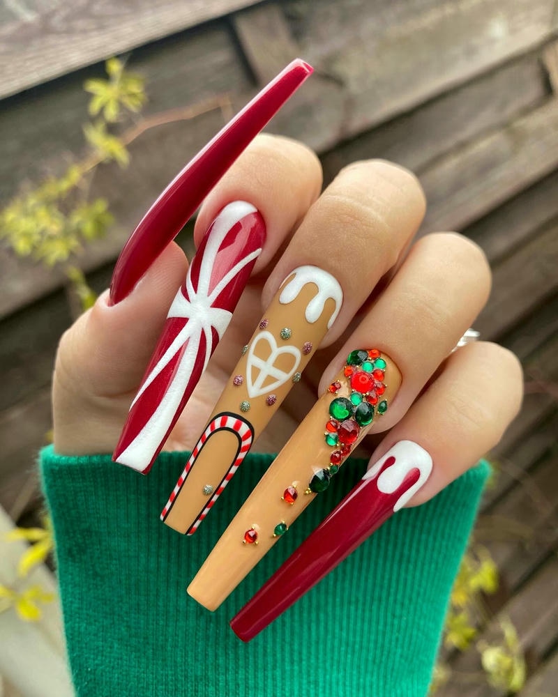 nail noel màu nâu