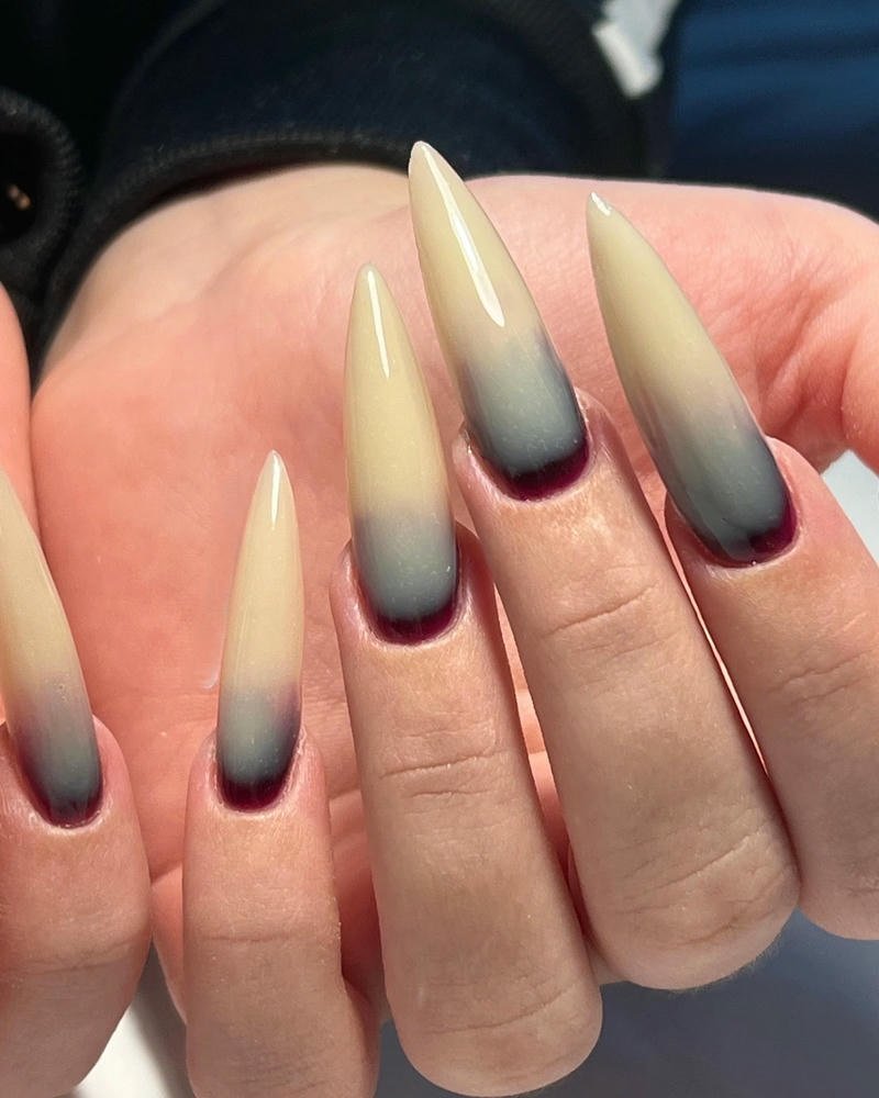 nail ombre đỏ sữa