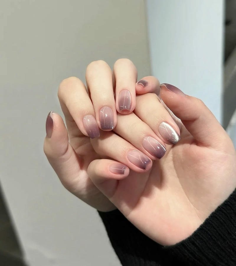 nail ombre mắt mèo