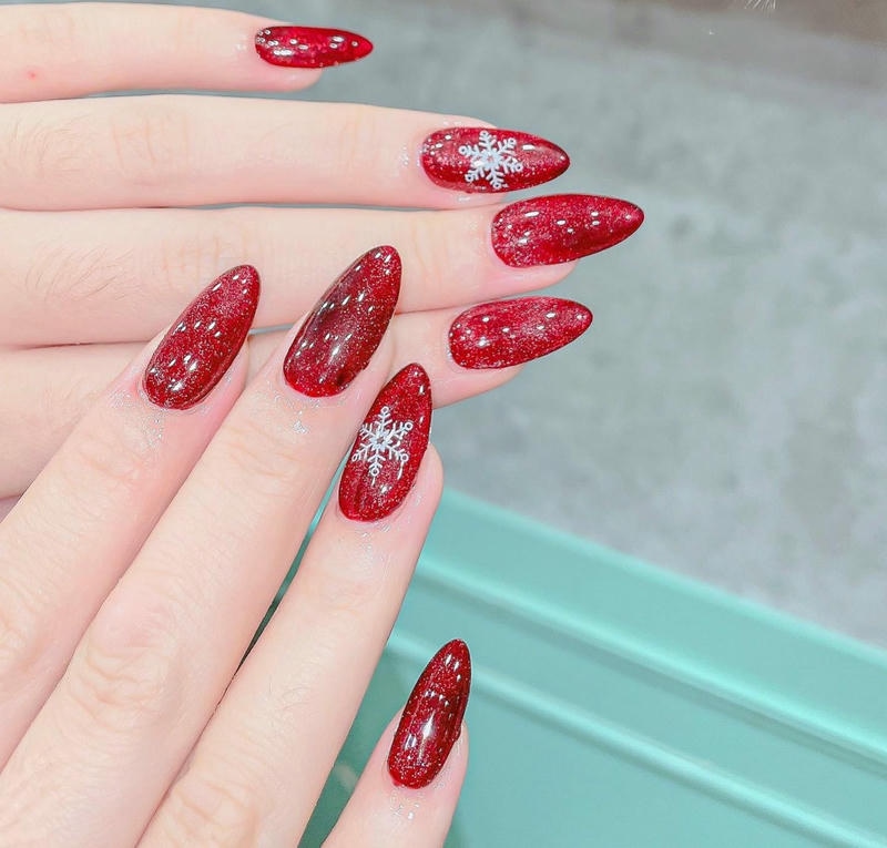 nail pastel màu đỏ
