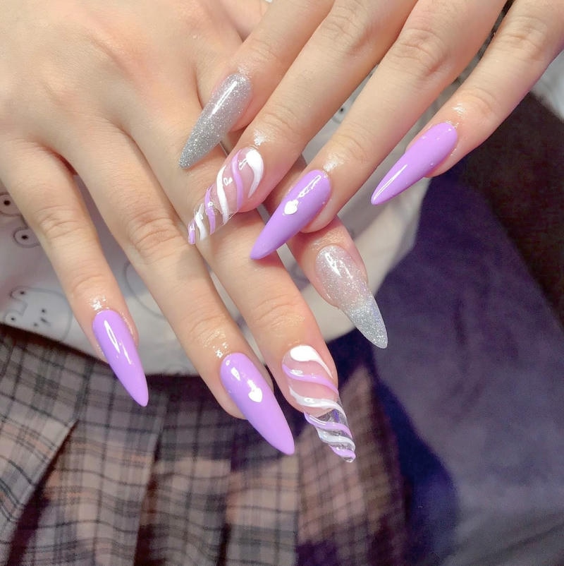 nail pastel màu tím