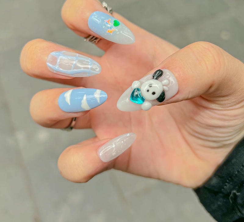 nail pastel xanh dương