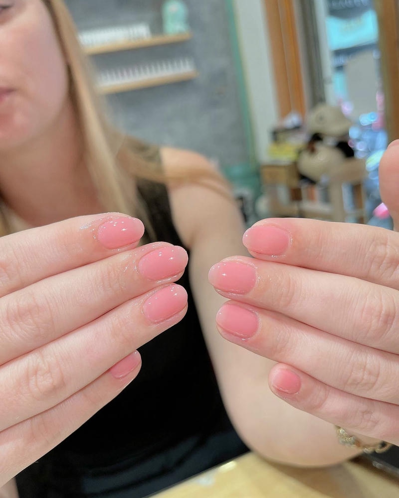 nail sơn trơn hồng cánh sen