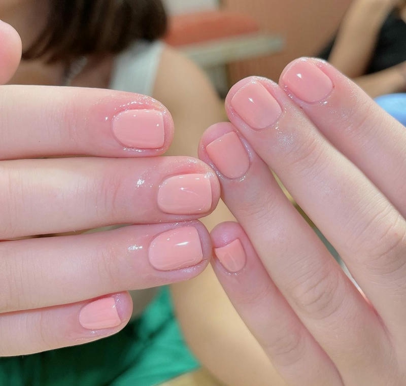 nail sơn trơn hồng san hô