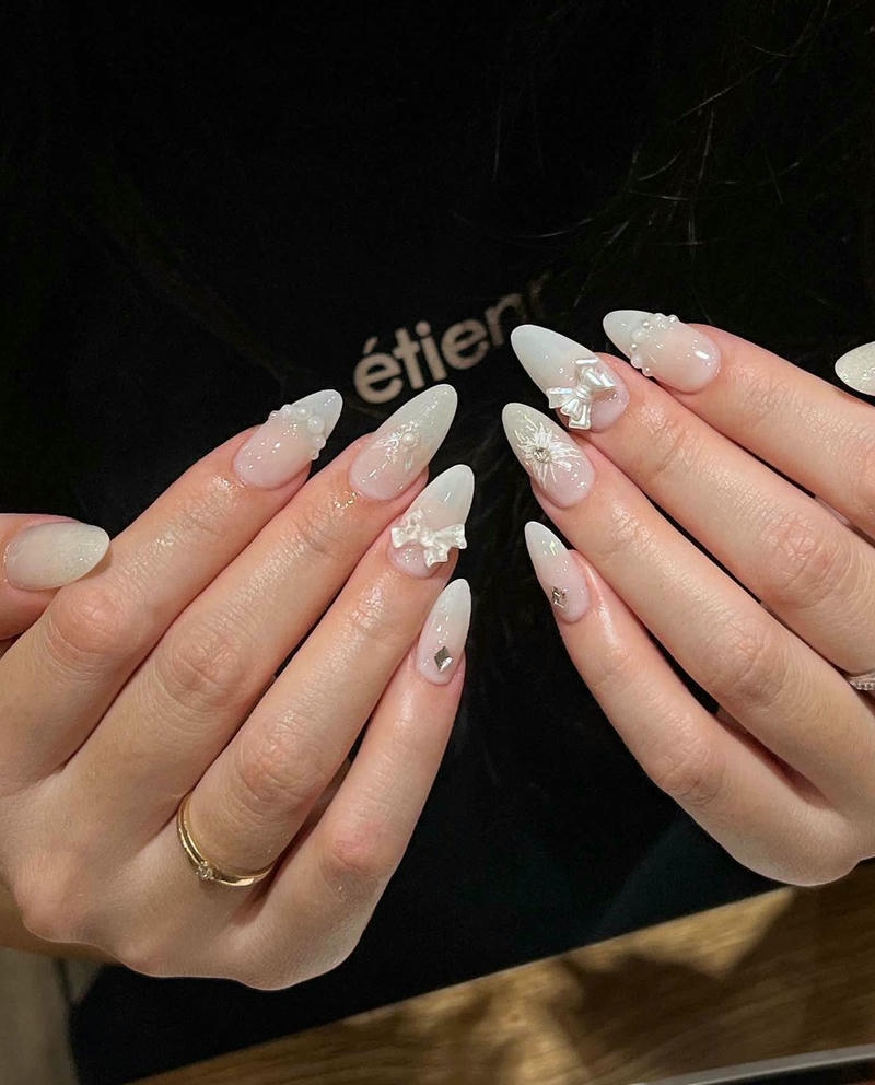 nail tết đính nơ