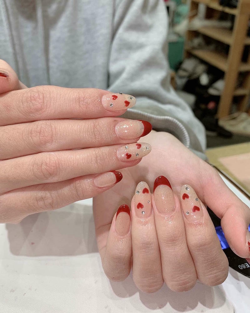 nail tết màu đỏ sơn đầu móng