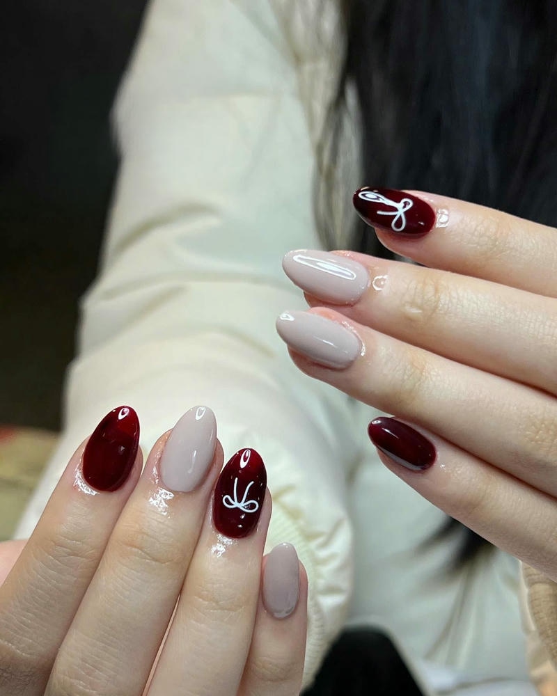 nail tết vẽ nơ đẹp